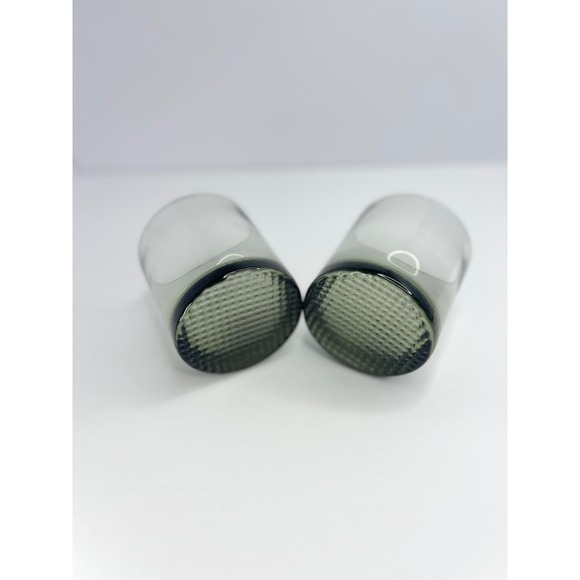 2 Smoke Grey MCM Tumblers Glass Drink Cup‎ Vintage Barware 3.5" x 3.25" - Picture 3 of 12